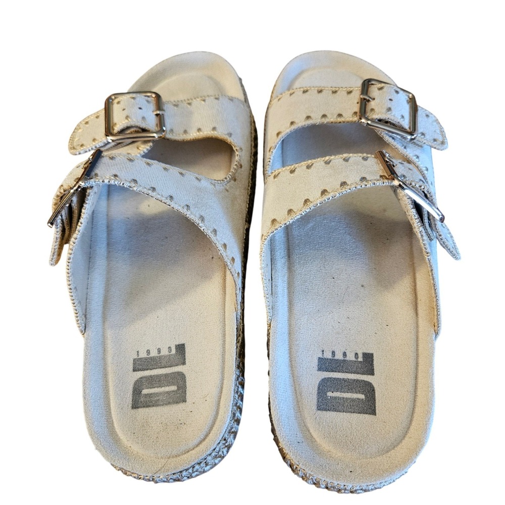 NEW Dirty Laundry Cubana Cream Micro Suede Platform Slide Sandals Women 8.5 39